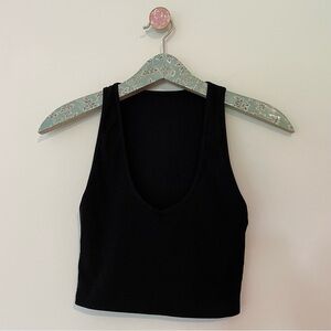 Miranda Song Black Cropped Ribbed Tank